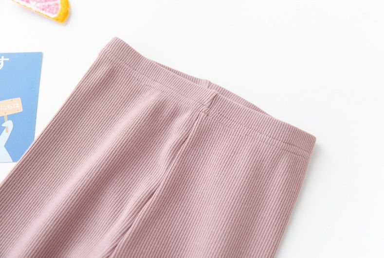FANMOU - 九分內搭褲-開叉珍珠款-粉色