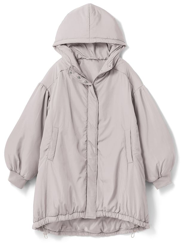 日本 GRL - 街頭感寬鬆鋪棉連帽外套-淺灰 (F)