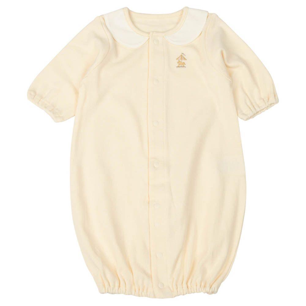 長袖連身衣腿部寬鬆款-旋轉木馬-奶油色 (50~60cm)