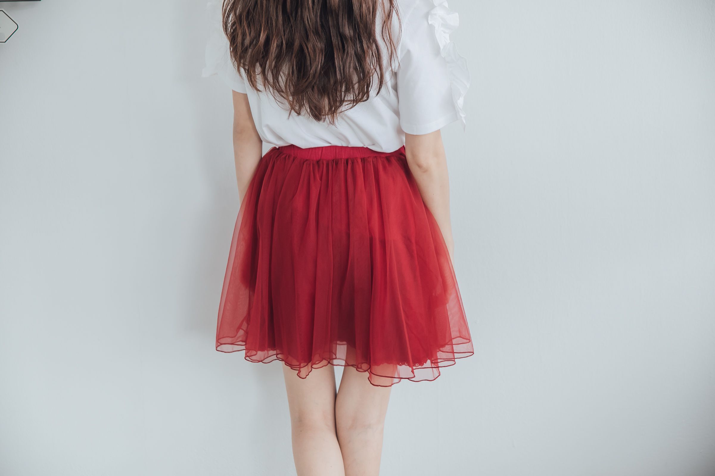 Peachy - 獨家訂製綿柔空氣紗裙-短裙款-性感酒紅 (F)