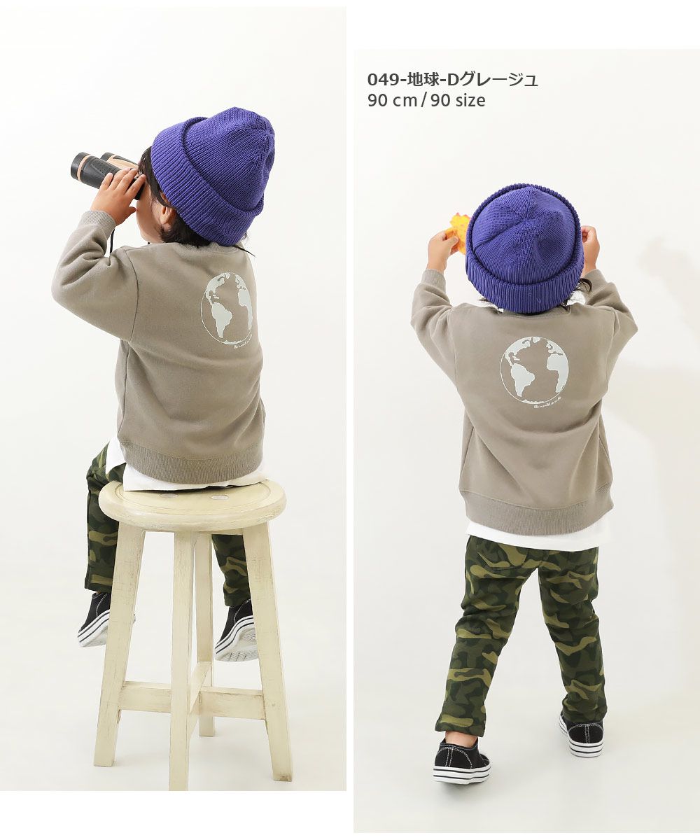 日本 devirock - [推薦定番]裏起毛印花長袖上衣-背後Attention-卡其棕