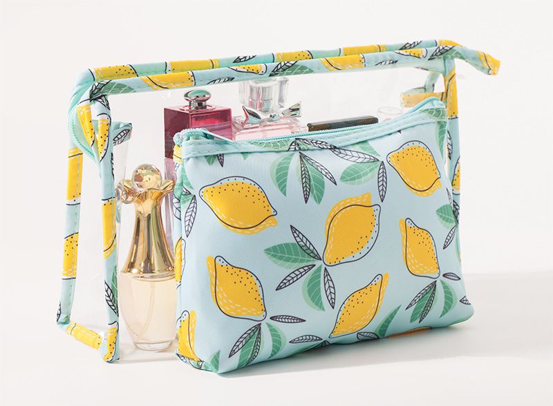 大容量透明子母化妝包-檸檬
