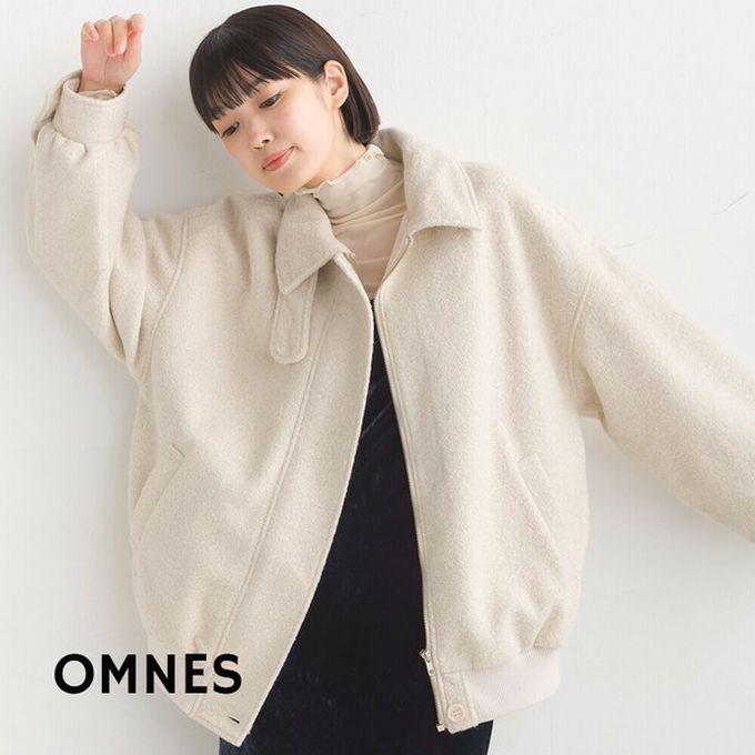 日本 OMNES - 絨毛感率性翻領夾克外套-象牙白
