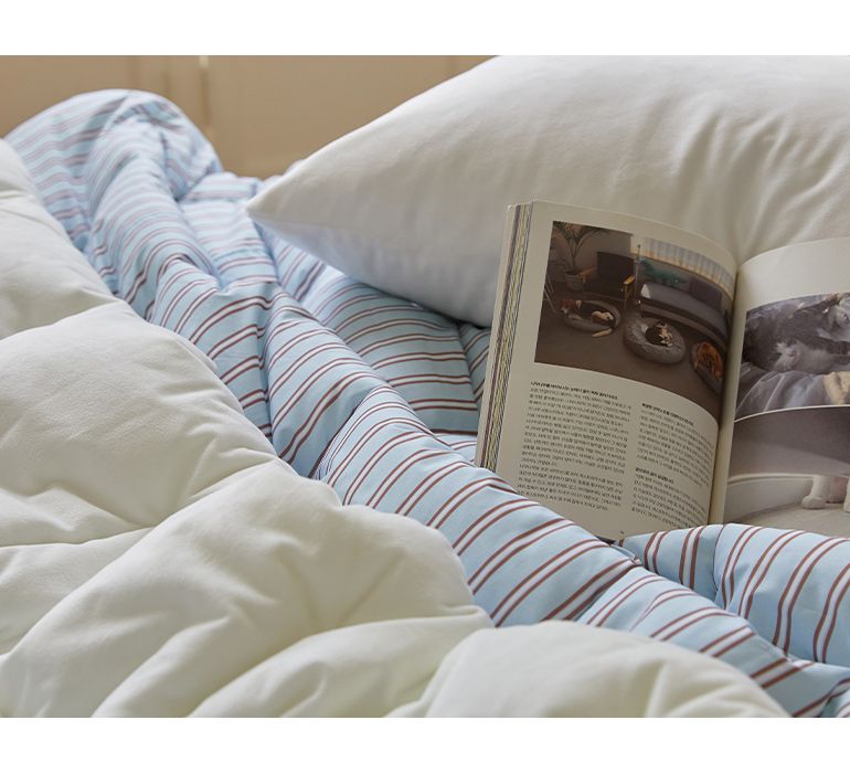 韓國 Maatila - 可水洗M2全方位抗菌防蟎棉被(冬被)-法式灰藍直紋