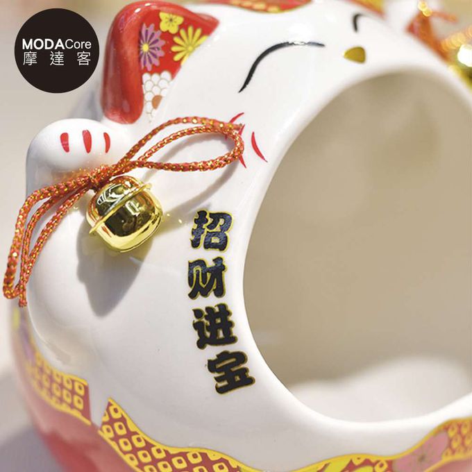 MODACore 摩達客 - 摩達客◉春節開運◉大口招財貓糖果收納擺飾聚寶盆-藍色