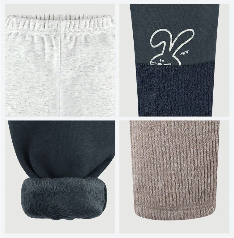 韓國 milk mile - (內刷毛)小兔小熊內搭褲-燕麥白