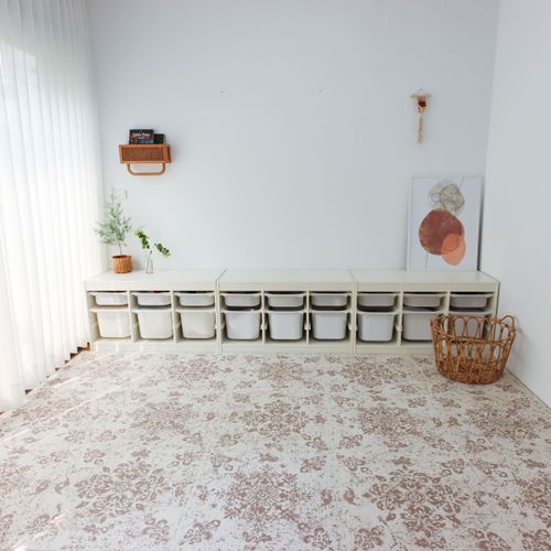 粉塵飛揚-波斯花系列巧拼-咖啡色 (單片62*62cm)-六片入