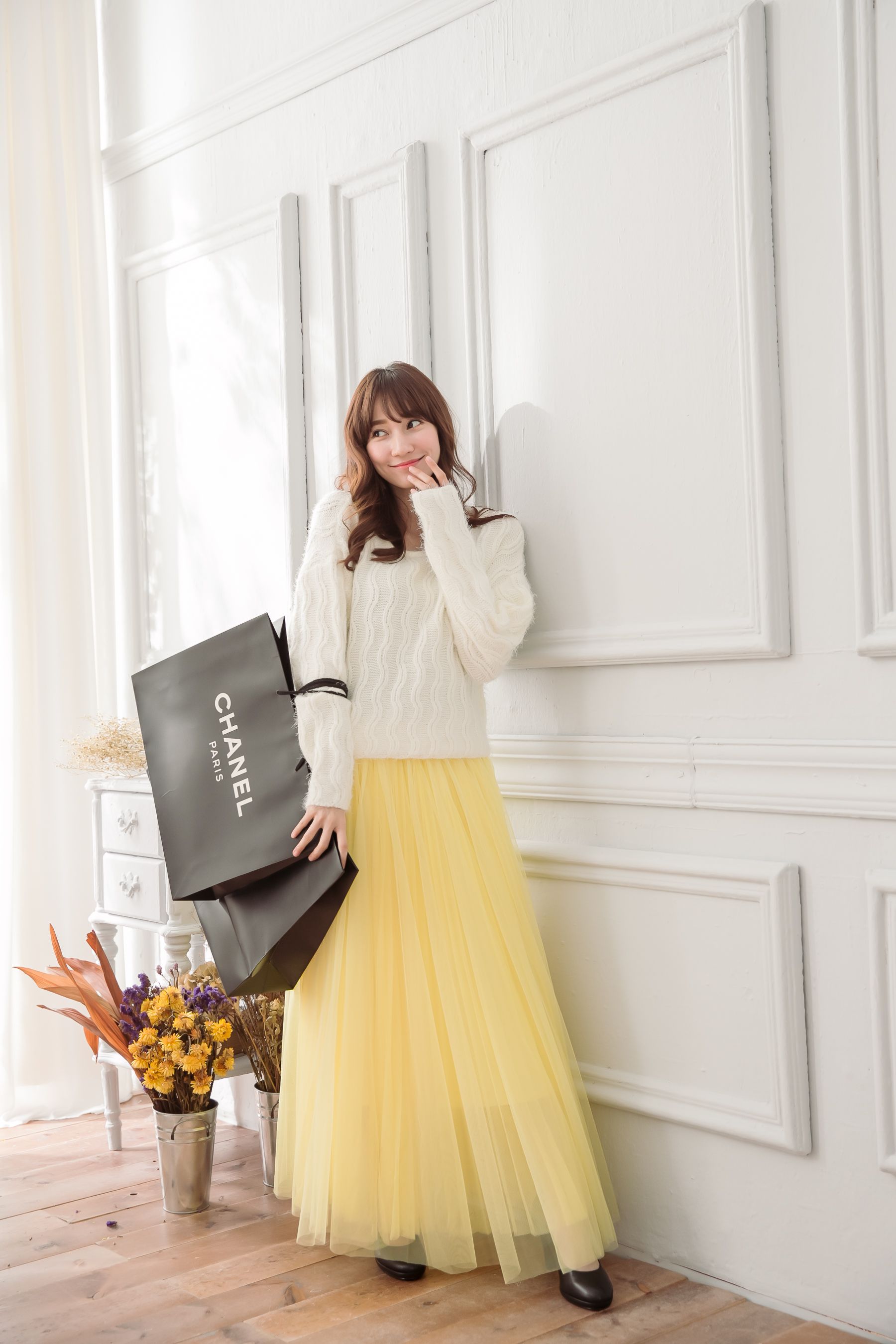 Peachy - 獨家訂製綿柔法式浪漫三層蓬紗裙-三層蓬版-嫩鵝黃 (F)