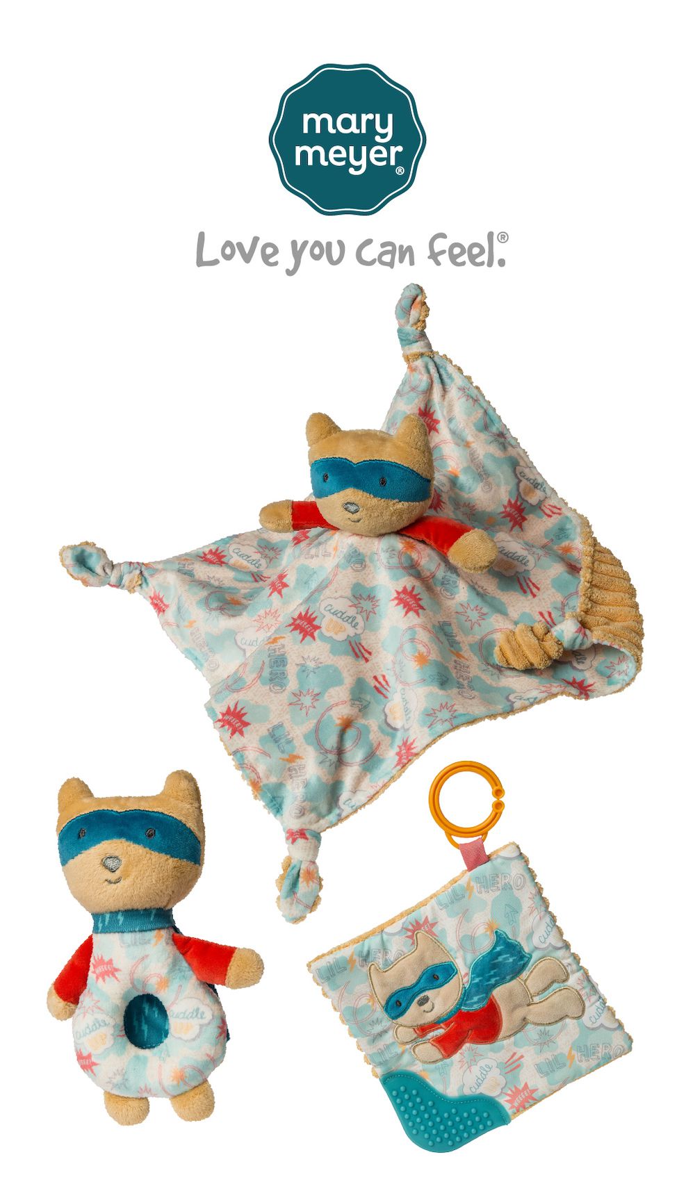 美國 MaryMeyer 蜜兒 - 小英雄臻藏禮盒(手搖鈴+安撫巾+沙沙紙)