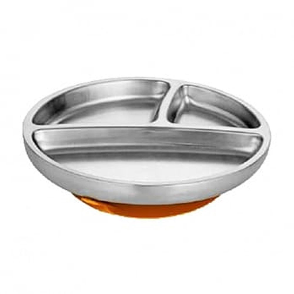 Avanchy - 雙層不鏽鋼-吸盤式餐盤-橙
