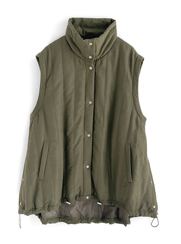日本 GRL - 袖可拆時尚抽繩羽絨外套(背心二穿)-軍綠 (F)