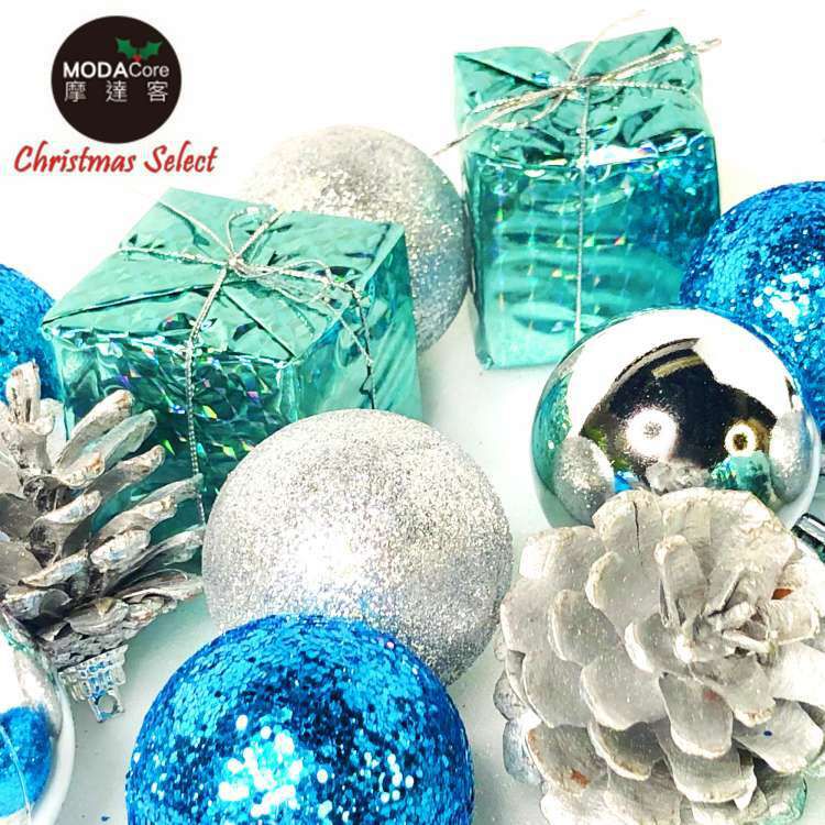 MODACore 摩達客 - 聖誕50mm(5CM)紅金系30入吊飾組(松果禮物盒球飾)  | 聖誕樹裝飾球飾掛飾