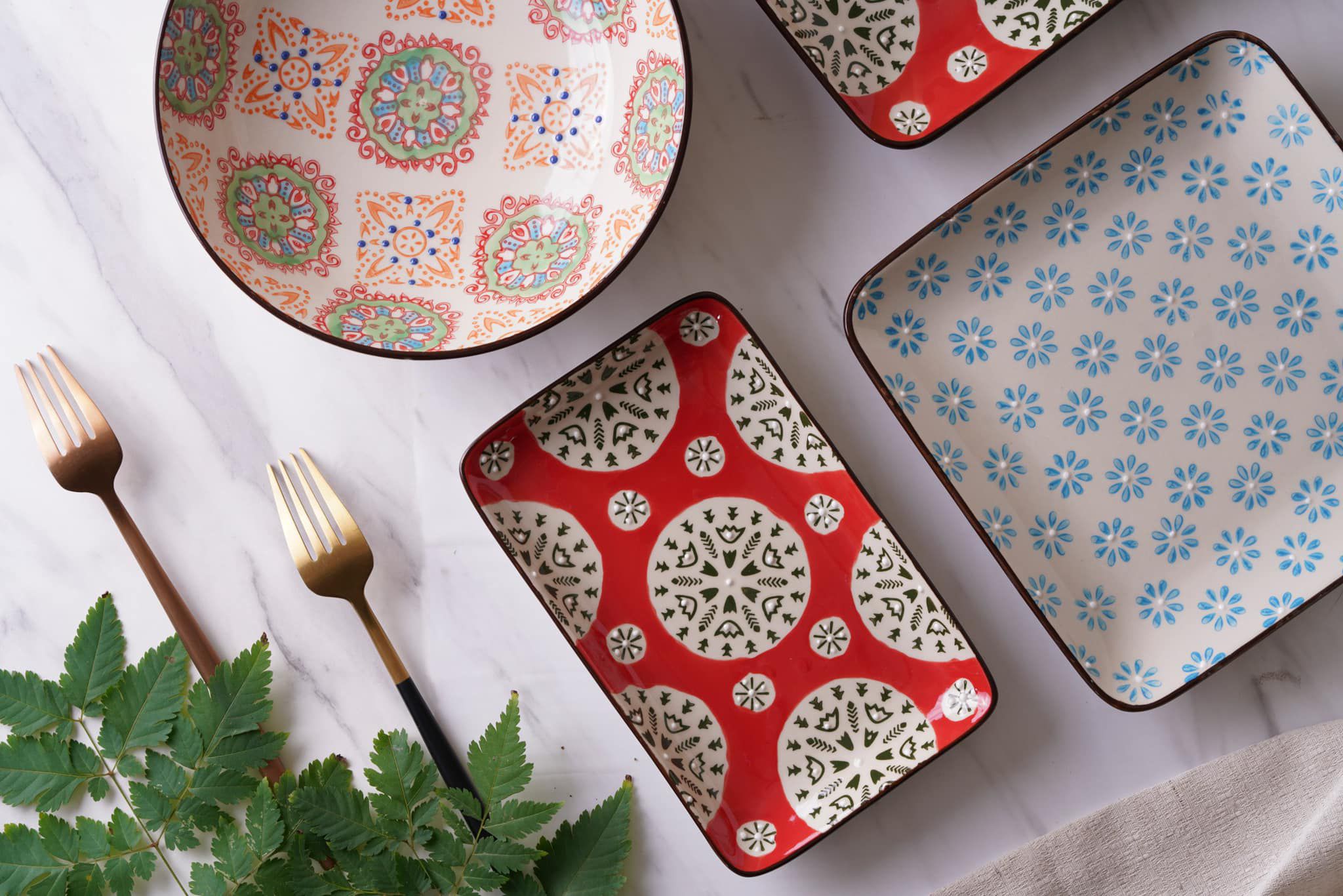 法國 Chehoma - 點繪圖騰-長方盤 (長度18.5cmx寬度12cm)-4入