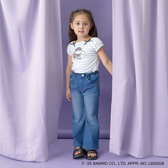 日本 Lycee mine - 100%棉 海洋風法式澎袖上衣-卡通人物大耳狗-奶油黃