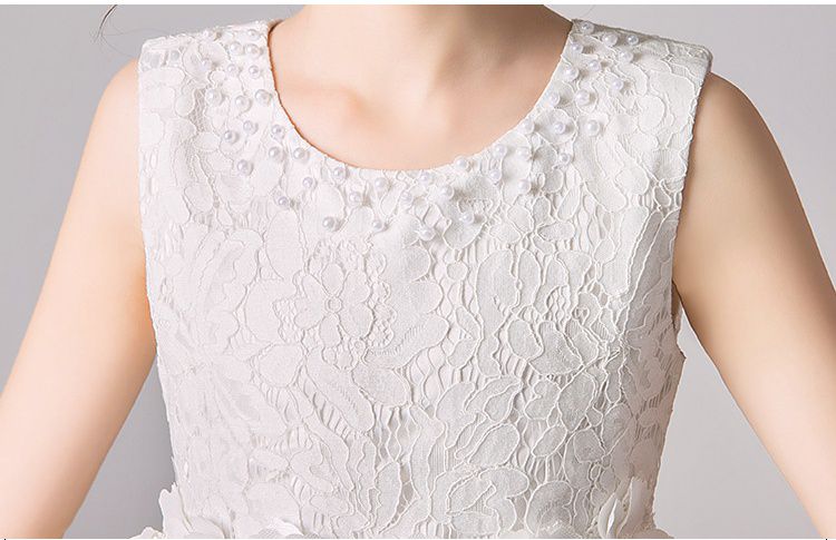 蕾絲網紗無袖澎澎紗裙-腰間小花-粉色