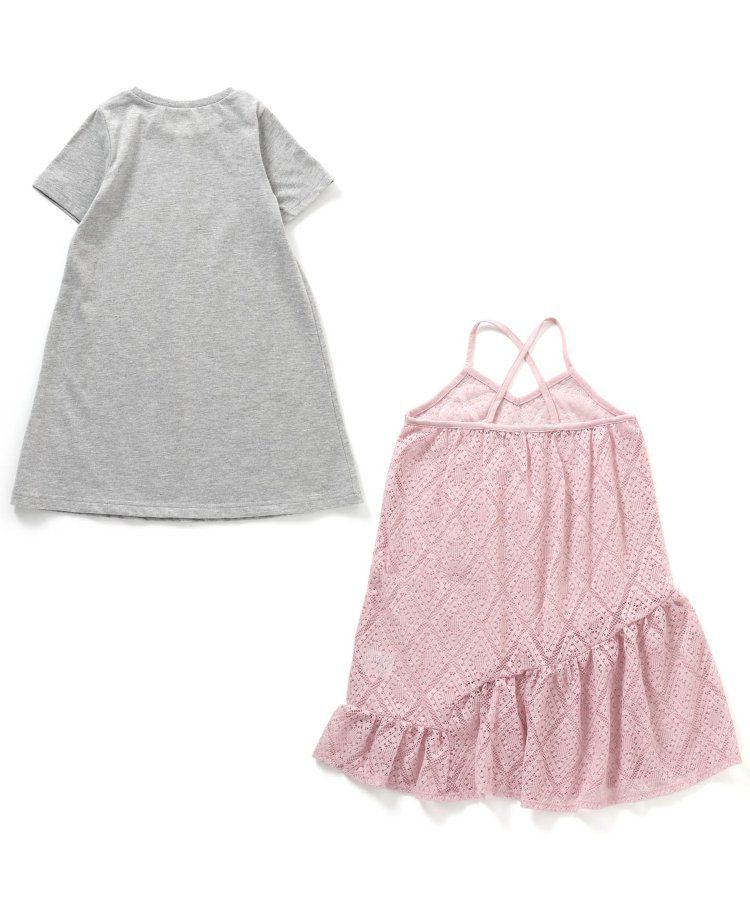 日本 apres les cours - 優雅蕾絲細肩帶洋裝(2件式)-條紋x白