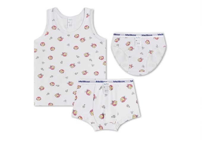 韓國 Mellisse - 韓製棉混紡三角褲(男寶)-卡通人物鋼鐵人-淺灰