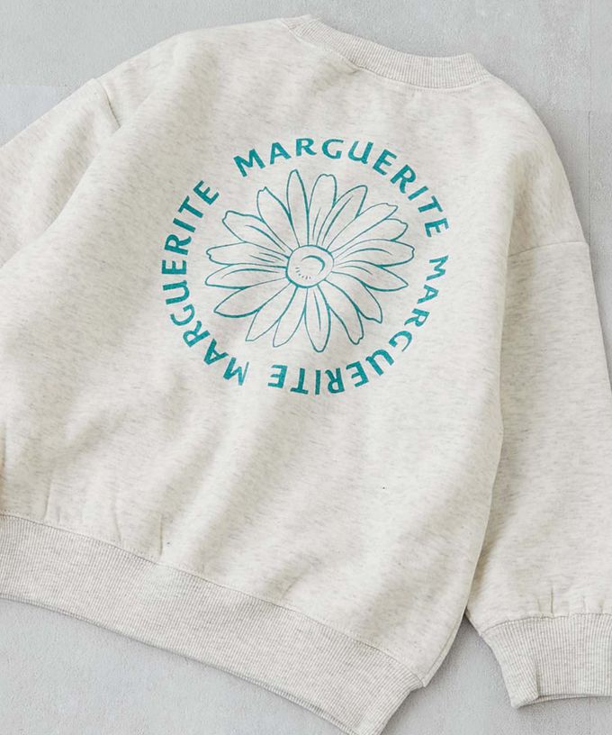 日本 devirock - 熱銷定番 裏起毛女孩印花大學長袖上衣-乳牛愛心-灰黑