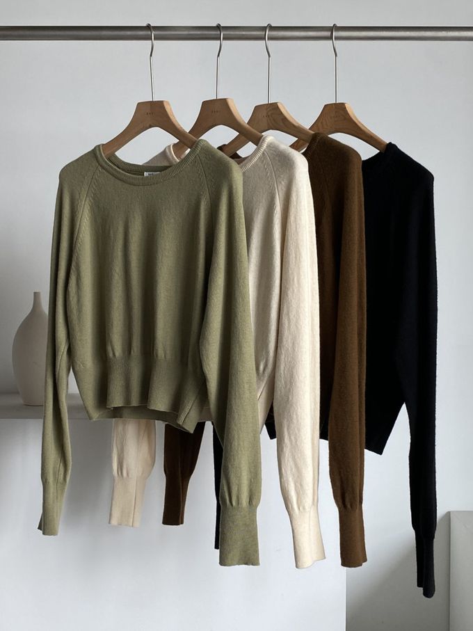 韓國女裝連線 - 喀什米爾混織針織上衣(不刺膚)-駝 (FREE)