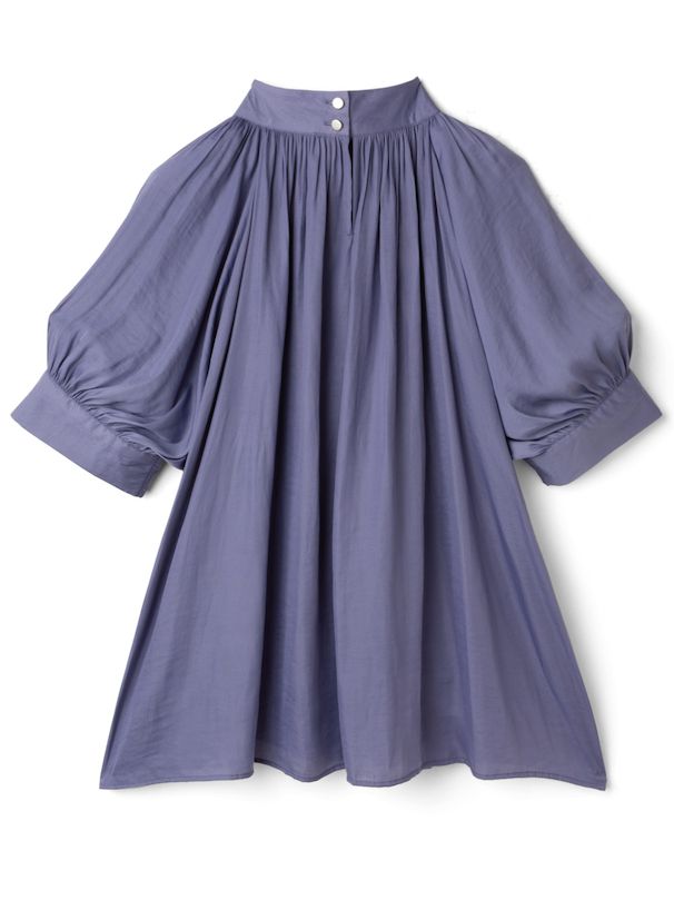 日本 GRL - 百搭立領泡泡短袖上衣-深棕粉 (F)