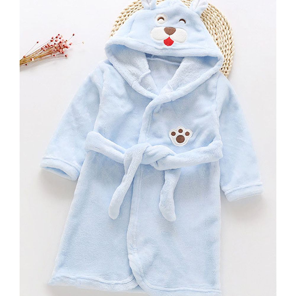 超柔軟珊瑚絨浴袍睡衣-藍色小熊