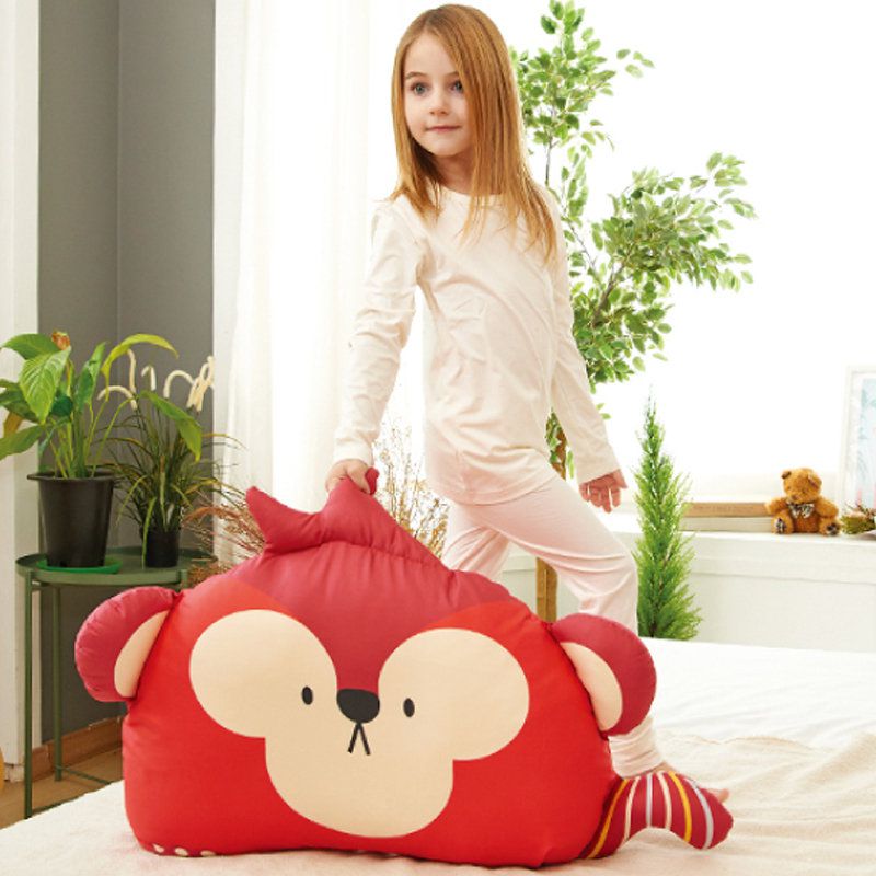 正韓Hello HiZoo - 純手工製動物夥伴防蟎抗菌兒童枕/透氣枕/護脊/護頸枕(大款)-偶像猴