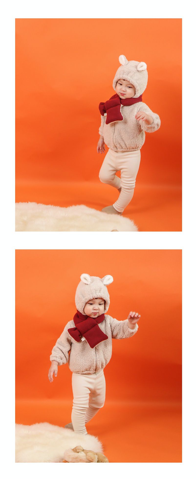 韓國 Babyblee - 鋪棉圍巾-酒紅 (FREE)