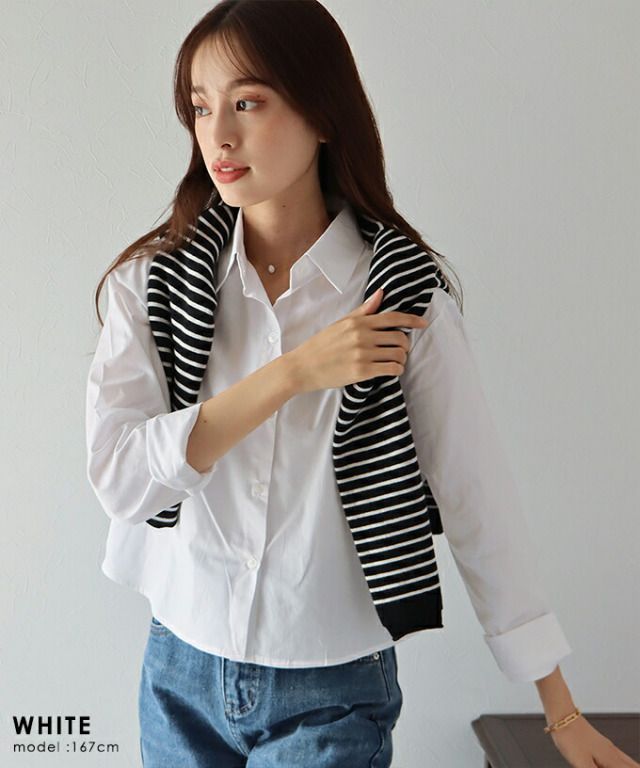 日本 BLUE EAST - 俐落短版翻領長袖襯衫-黑