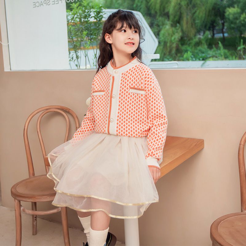 氣質小淑女針織毛衣外套-橘色