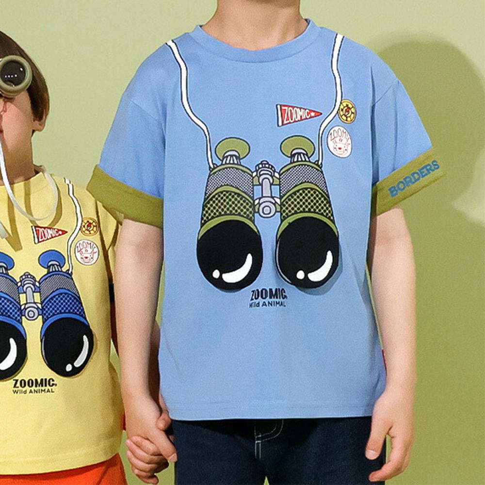 翻蓋望遠鏡野生探險短袖上衣-藍