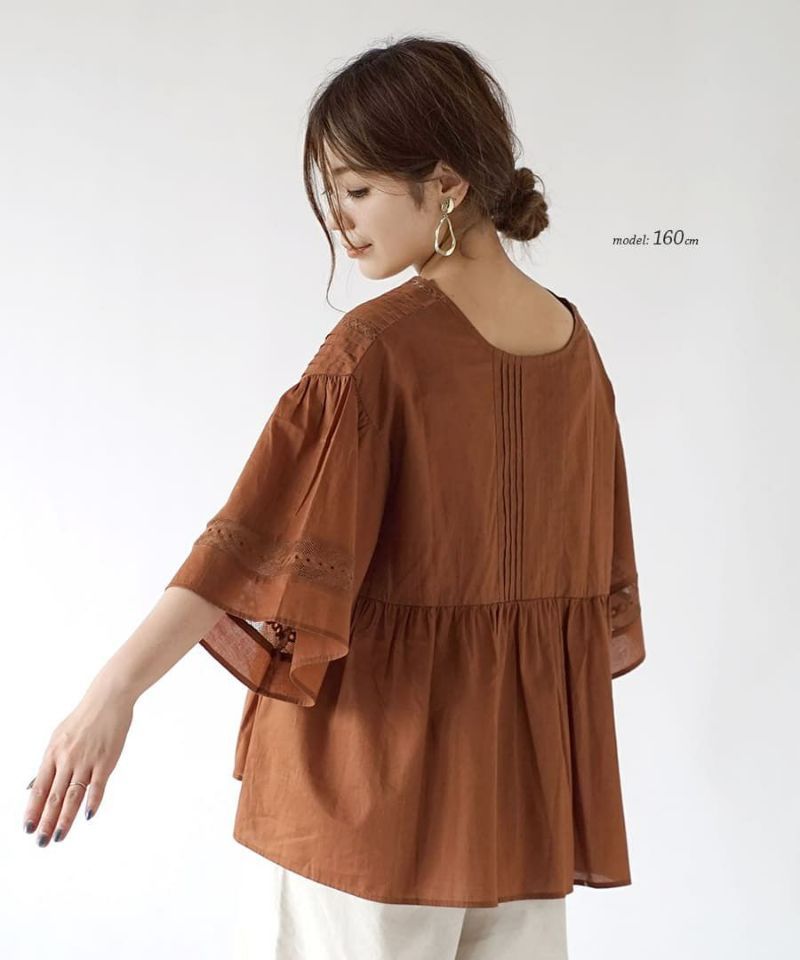 日本 zootie - 質感V領休閒寬鬆五分袖上衣-米杏