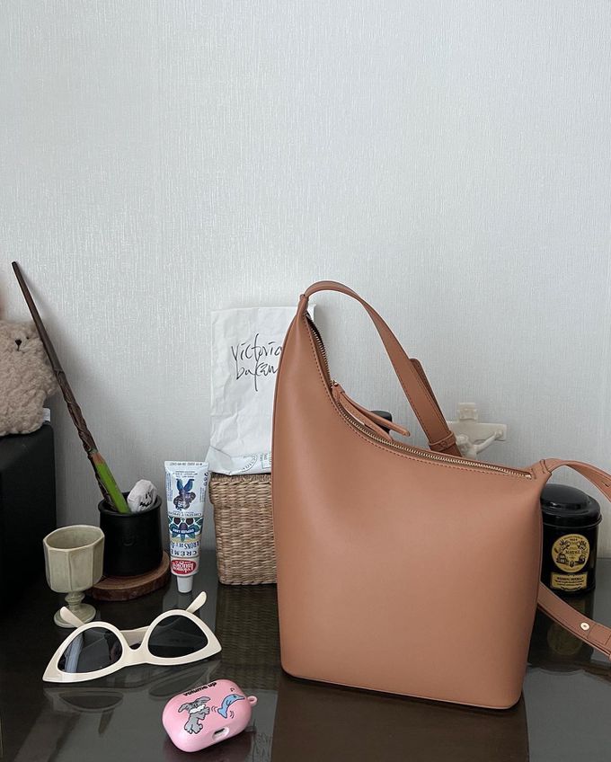 韓國lemego - 牛皮霧面可調整肩背/手提包(Sally)-焦糖棕