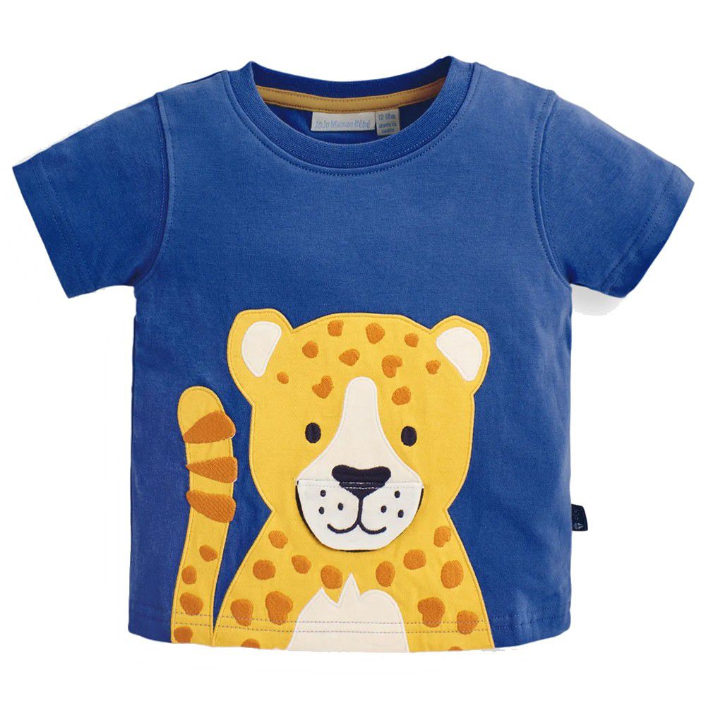 英國 JoJo Maman BeBe - 超優質嬰幼兒/兒童100％純棉短袖上衣/T-shirt/動物T-美洲豹