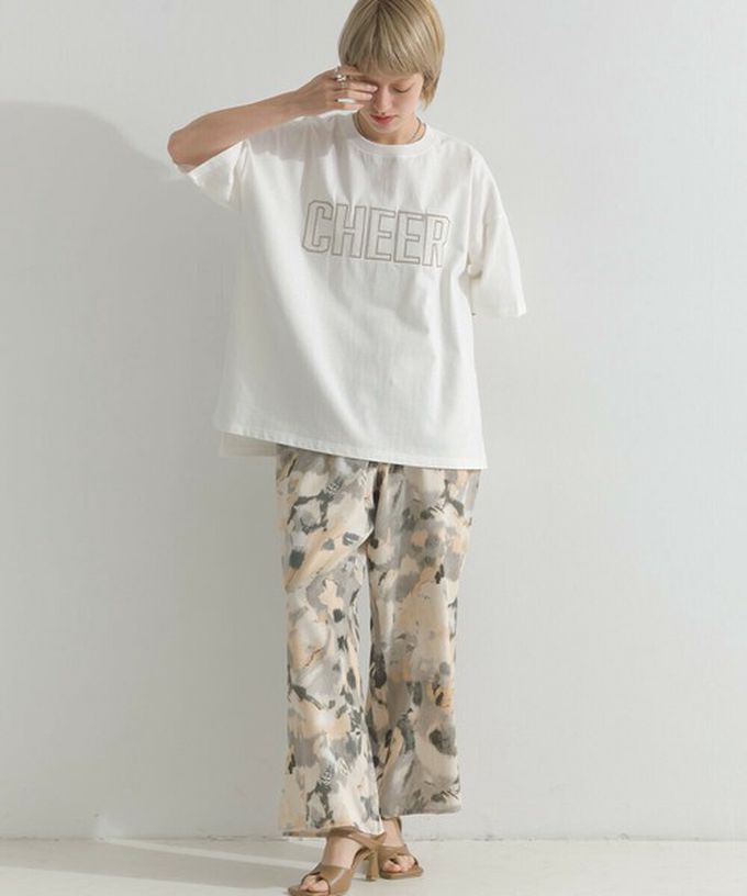 日本 le colis - 天竺棉蕾絲CHEER落肩短袖上衣-白