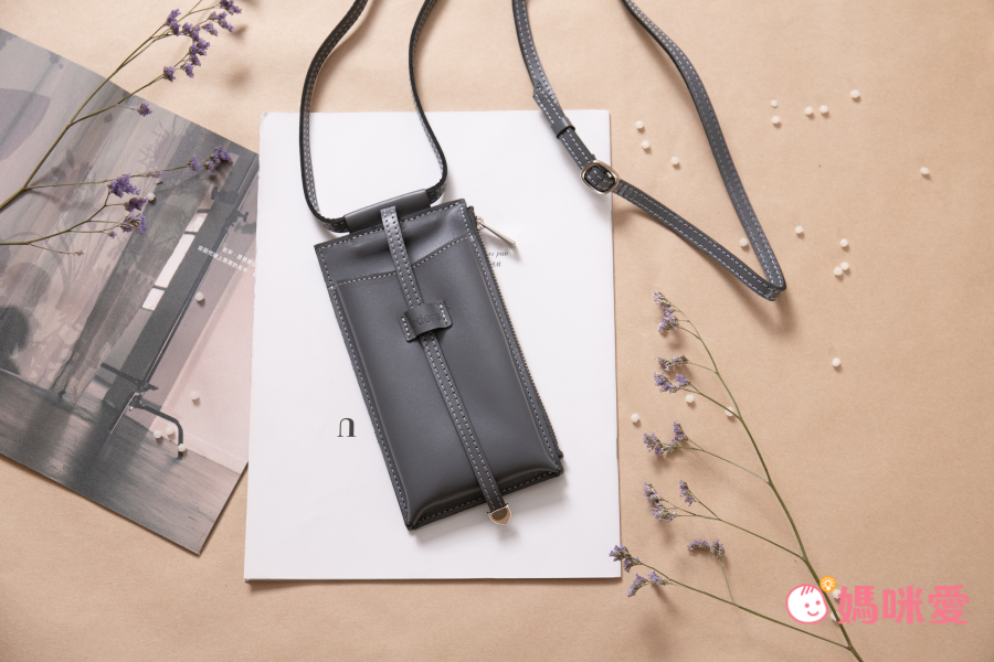 韓國 ARDERE - 卡夾式手工牛皮時尚手機殼(附背繩)-薰衣紫