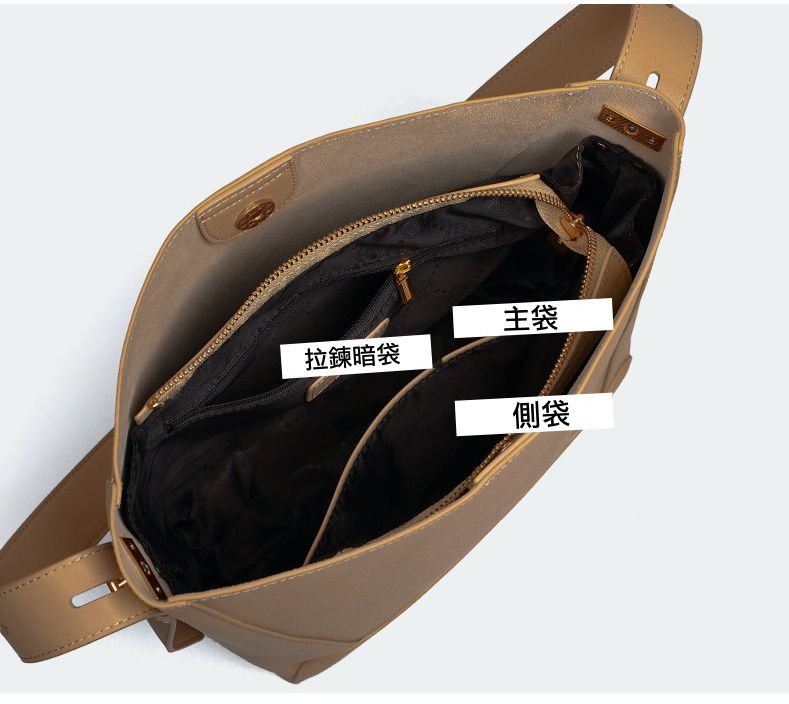 真皮大容量水桶包(加寬背帶)-棕色 (26x25.5x10.5cm)