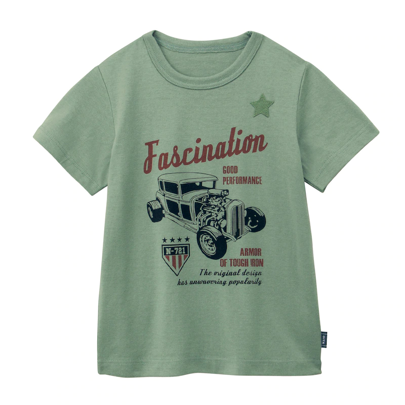 日本千趣會 - GITA 天竺棉印花短T-復古汽車-灰綠