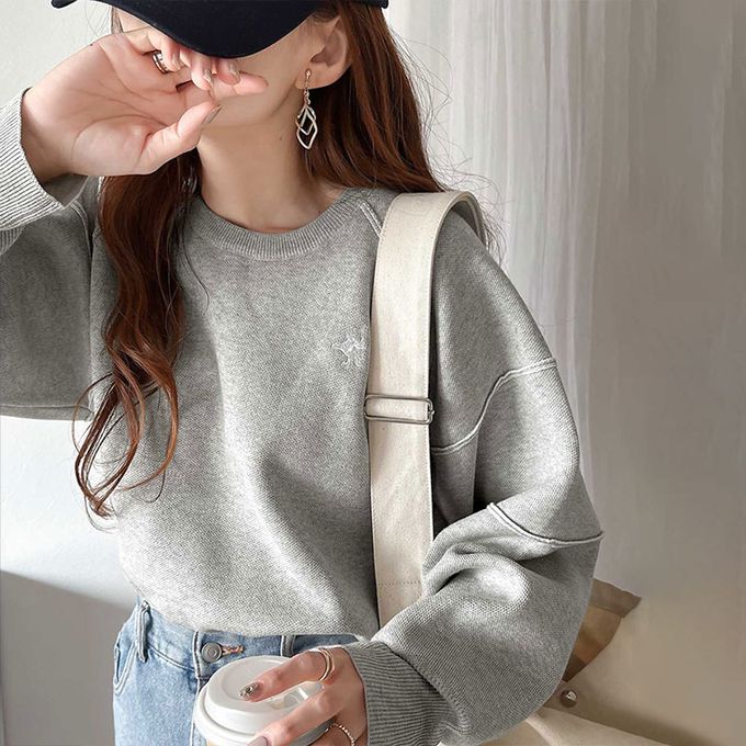 日本 Classical Elf - 線條感logo厚磅針織長袖上衣-灰