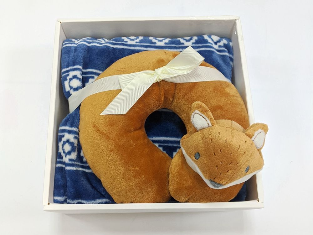 HUDSON BABY - 行車旅行好幫手禮盒組-毛毯+嬰兒頸枕-狐狸