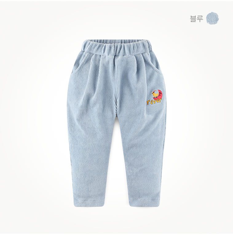 韓國 milk mile - 刺繡鳥兒雙口袋鬆緊褲頭長褲-暗粉紅