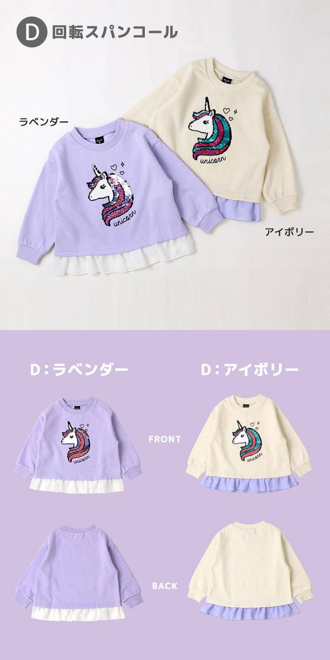 日本 ZOOLAND - 裏起毛 可愛女孩長袖上衣-亮片獨角獸-淺藍