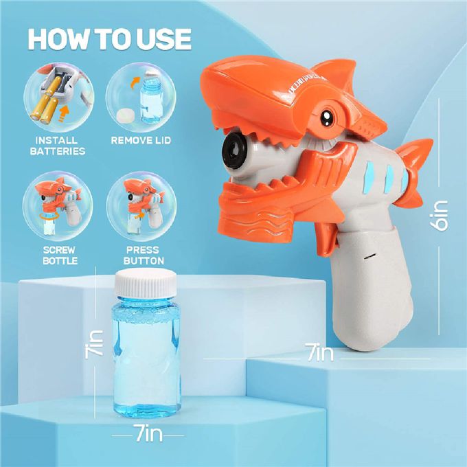 CuteStone - 兒童聲光趣味鯊魚泡泡槍2入組