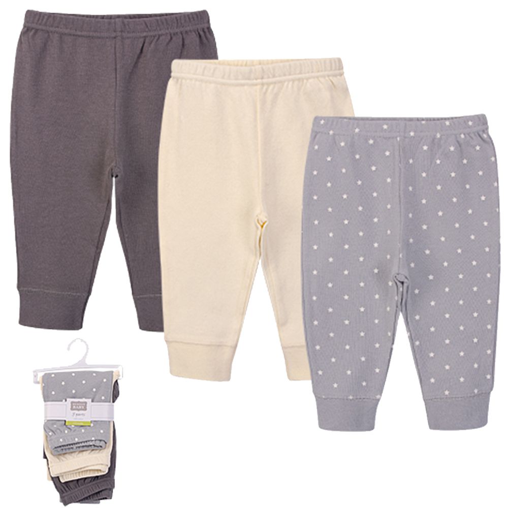 美國 Luvable Friends - 甜蜜寶貝100%純棉嬰幼兒長褲3件組-灰色圓點