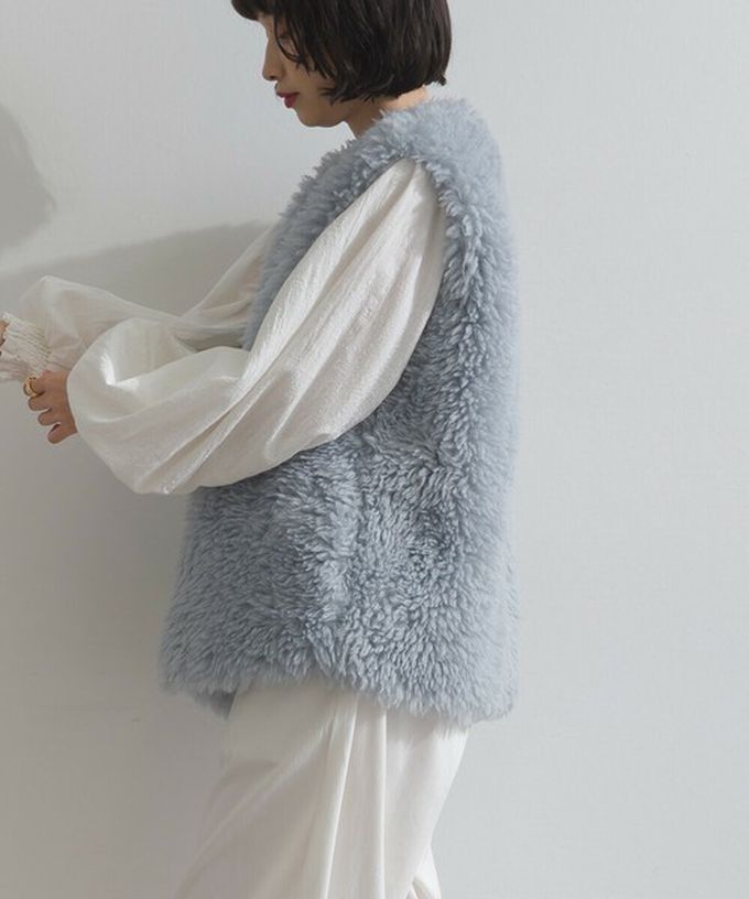 日本 ELENCARE DUE - QQ毛絨時尚搭配長版背心-卡其棕