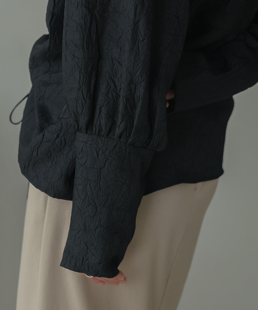 日本 Bab - 光澤感抽繩泡泡袖上衣-香檳