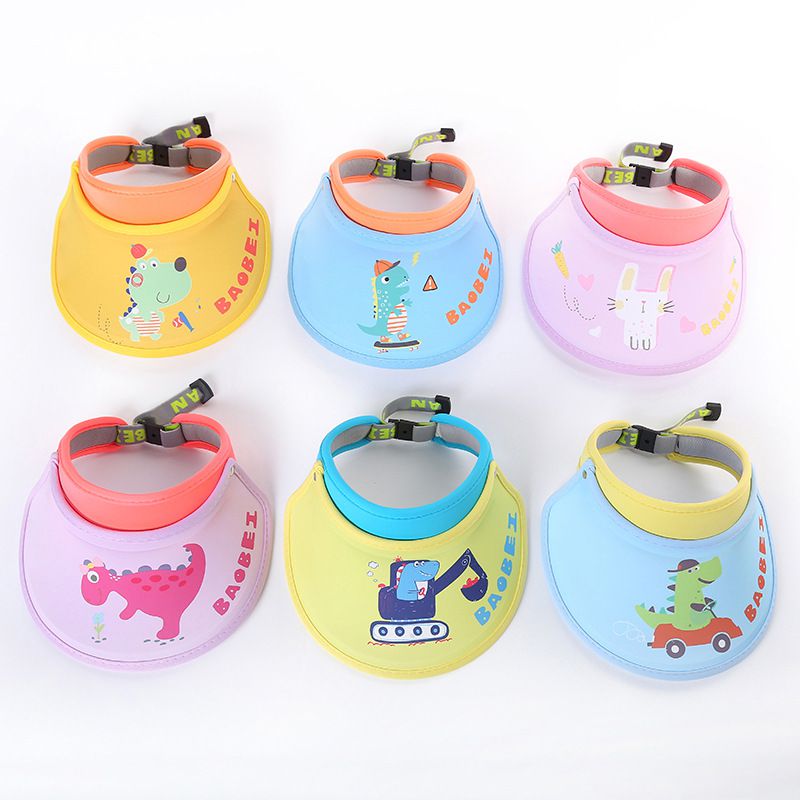 兒童空頂遮陽帽-恐龍玩車車-藍+黃 (建議2-8歲)