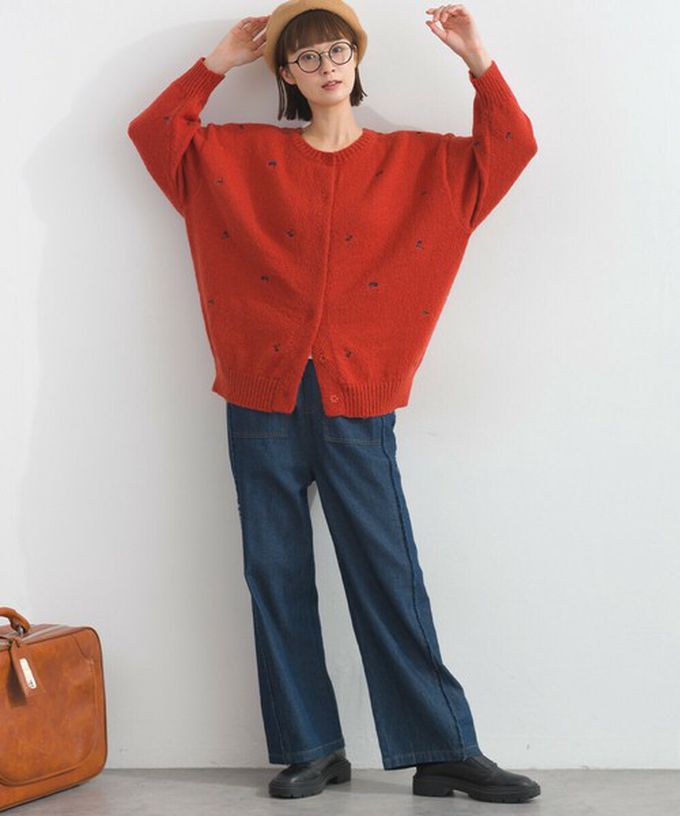 日本 Lupilien - 低調小花刺繡圓領開襟針織外套-可可