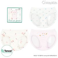 韓國 Maykids - (3入組)女寶天絲莫代爾透氣三角褲-紅蘿蔔兔兔