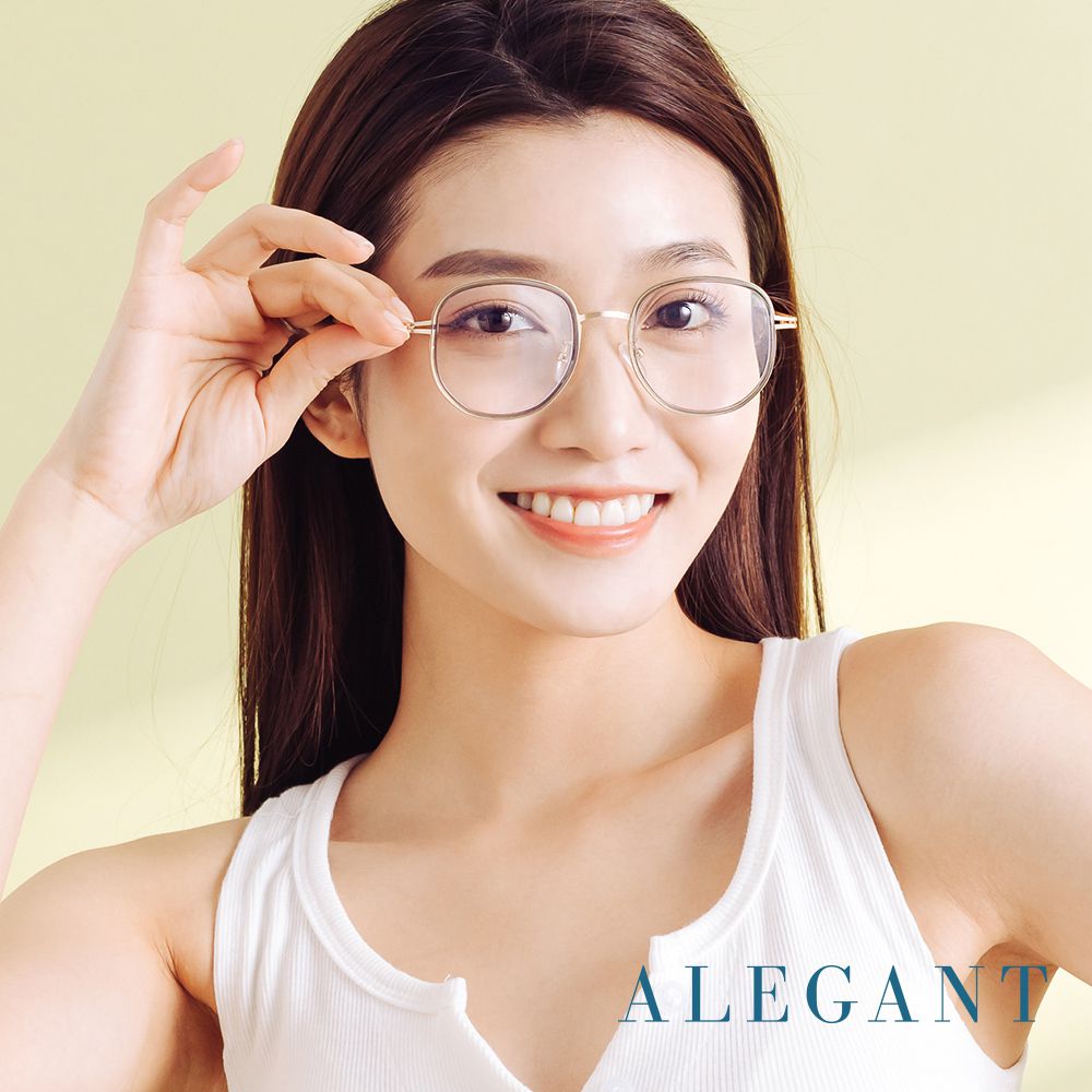 ALEGANT - 義式質感品月金溫莎圈縷空造型圓框UV400濾藍光眼鏡