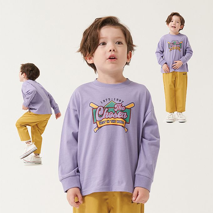 日本 b-ROOM - 休閒印花純棉長袖上衣-更好的我-橘